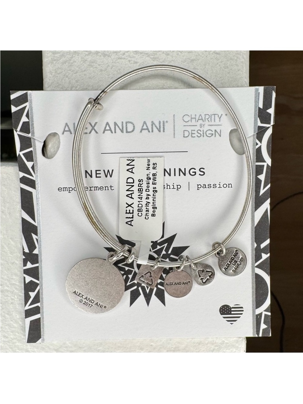 Alex and Ani Silver Charm Bangle Bracelet Compass - Picture 2 of 5